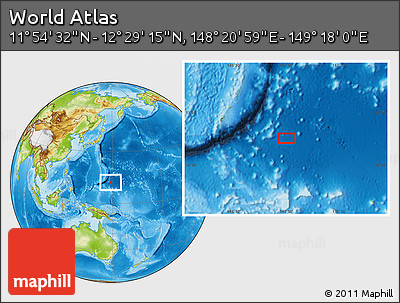 Physical Location Map of the Area around 12° 11' 54" N, 148° 49' 29" E