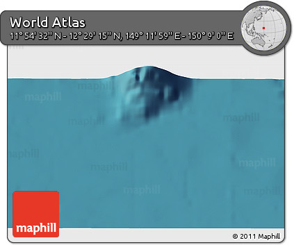 Satellite 3D Map of the Area around 12° 11' 54" N, 149° 40' 30" E