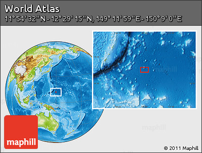 Physical Location Map of the Area around 12° 11' 54" N, 149° 40' 30" E