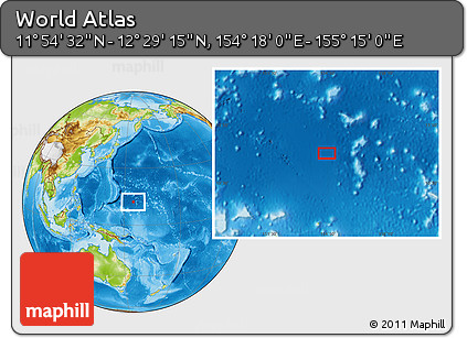 Physical Location Map of the Area around 12° 11' 54" N, 154° 46' 30" E