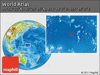 Physical Location Map of the Area around 12° 11' 54" N, 154° 46' 30" E