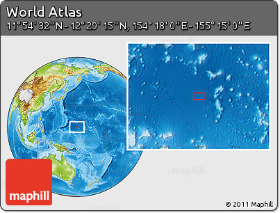 Physical Location Map of the Area around 12° 11' 54" N, 154° 46' 30" E