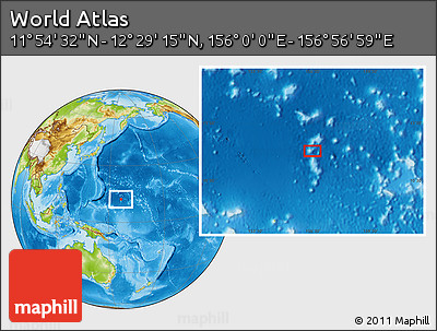 Physical Location Map of the Area around 12° 11' 54" N, 156° 28' 29" E