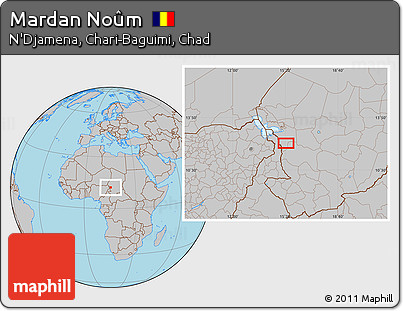 Gray Location Map of Mardan Noûm