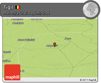Physical Panoramic Map of Tigil