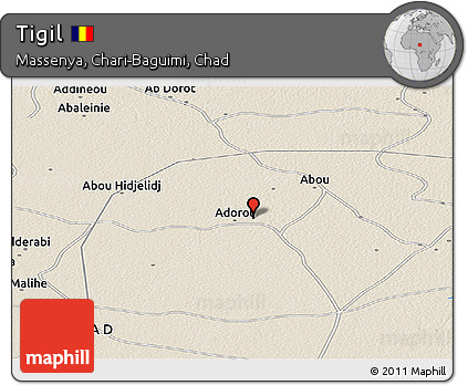 Shaded Relief Panoramic Map of Tigil