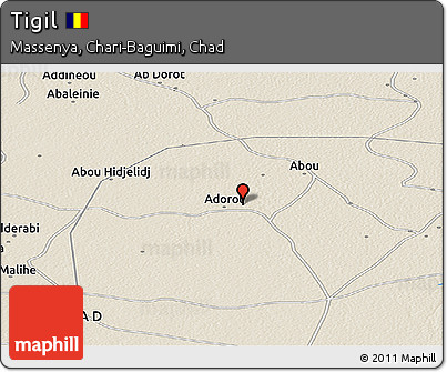 Shaded Relief Panoramic Map of Tigil