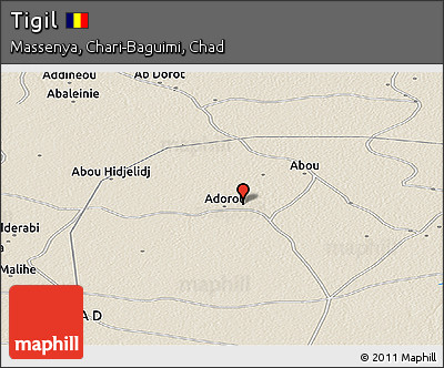 Shaded Relief Panoramic Map of Tigil