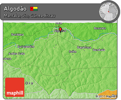 Political 3D Map of Algodão