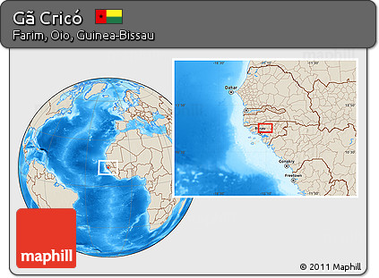 Shaded Relief Location Map of Gã Cricó