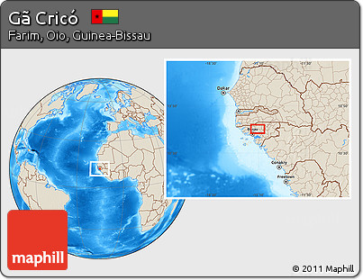 Shaded Relief Location Map of Gã Cricó