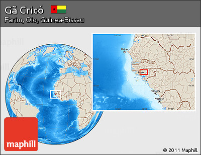 Shaded Relief Location Map of Gã Cricó