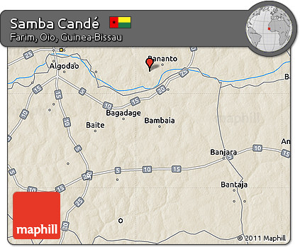 Shaded Relief Map of Samba Candé