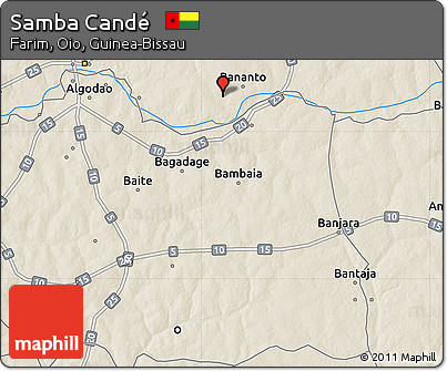 Shaded Relief Map of Samba Candé