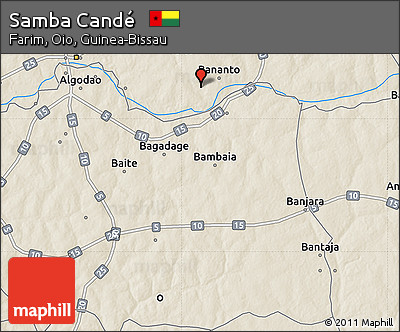 Shaded Relief Map of Samba Candé