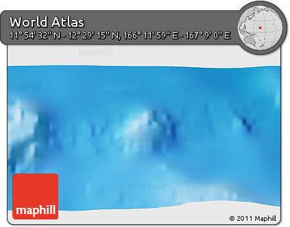 Physical 3D Map of the Area around 12° 11' 54" N, 166° 40' 30" E
