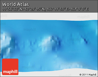 Physical 3D Map of the Area around 12° 11' 54" N, 166° 40' 30" E