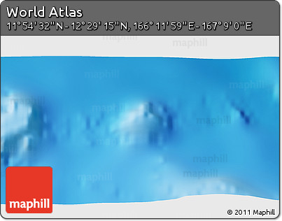 Physical 3D Map of the Area around 12° 11' 54" N, 166° 40' 30" E