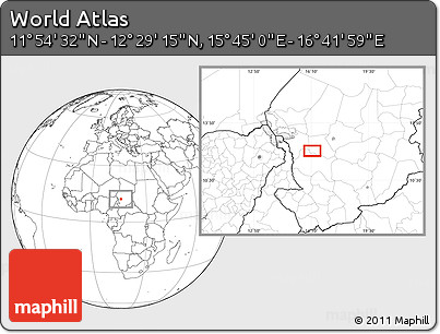 Blank Location Map of the Area around 12° 11' 54" N, 16° 13' 30" E