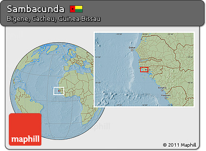 Savanna Style Location Map of Sambacunda, hill shading