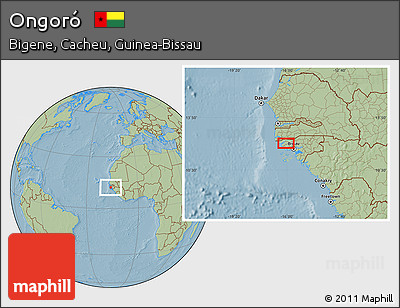 Savanna Style Location Map of Ongoró, hill shading