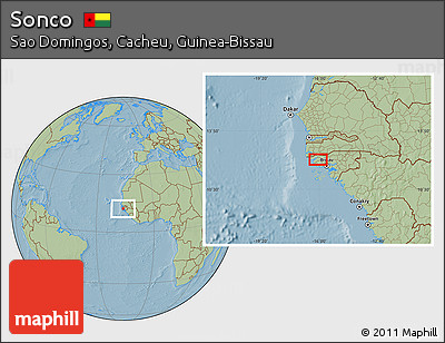 Savanna Style Location Map of Sonco, hill shading