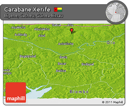 Physical Panoramic Map of Carabane Xerife