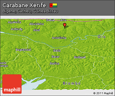Physical Panoramic Map of Carabane Xerife