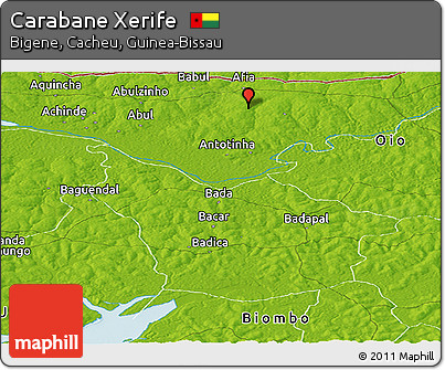 Physical Panoramic Map of Carabane Xerife