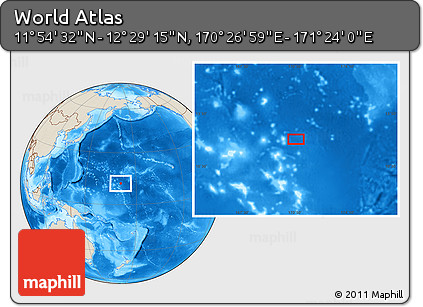 Shaded Relief Location Map of the Area around 12° 11' 54" N, 170° 55' 30" E