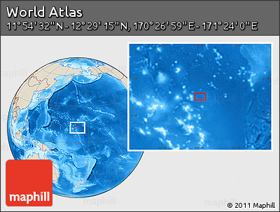 Shaded Relief Location Map of the Area around 12° 11' 54" N, 170° 55' 30" E