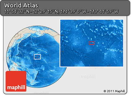 Shaded Relief Location Map of the Area around 12° 11' 54" N, 174° 10' 30" W