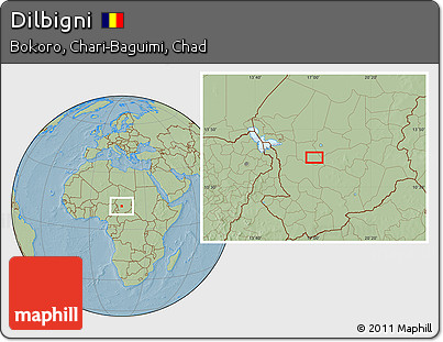 Savanna Style Location Map of Dilbigni, hill shading