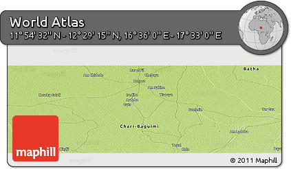 Physical Panoramic Map of the Area around 12° 11' 54" N, 17° 4' 30" E