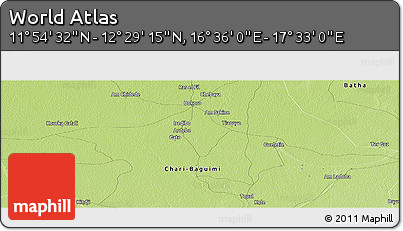Physical Panoramic Map of the Area around 12° 11' 54" N, 17° 4' 30" E
