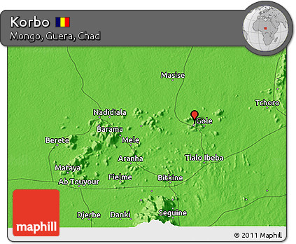 Political 3D Map of Korbo