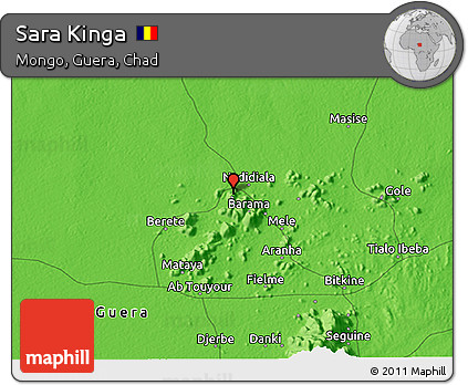 Political 3D Map of Sara Kinga