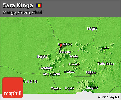 Political 3D Map of Sara Kinga