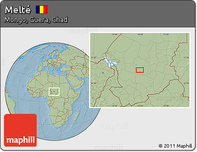 Savanna Style Location Map of Melté, hill shading