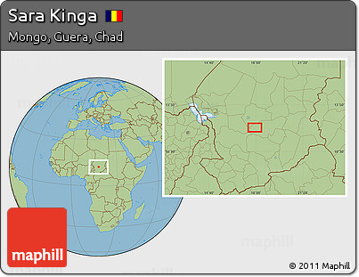 Savanna Style Location Map of Sara Kinga