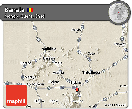Shaded Relief Map of Banala