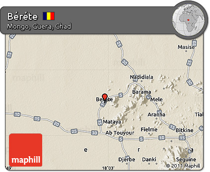 Shaded Relief Map of Béréte