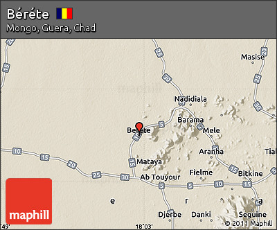 Shaded Relief Map of Béréte