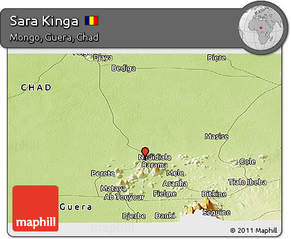 Physical Panoramic Map of Sara Kinga