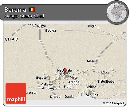 Shaded Relief Panoramic Map of Barama