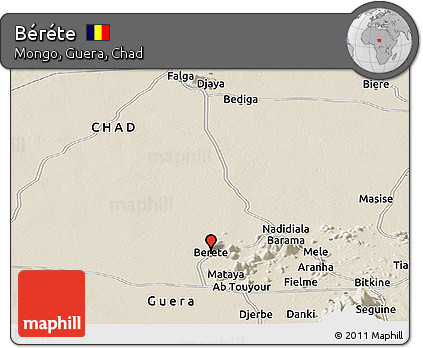 Shaded Relief Panoramic Map of Béréte