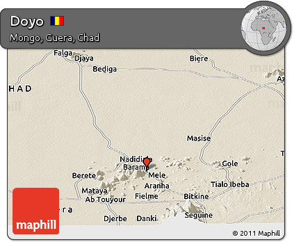 Shaded Relief Panoramic Map of Doyo