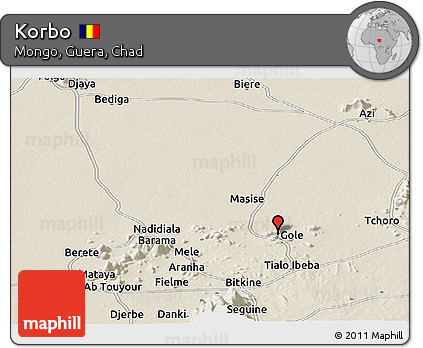 Shaded Relief Panoramic Map of Korbo