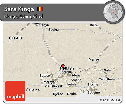 Shaded Relief Panoramic Map of Sara Kinga