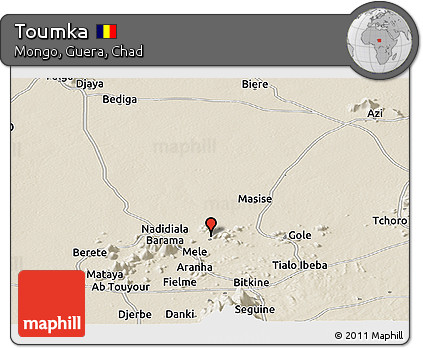 Shaded Relief Panoramic Map of Toumka